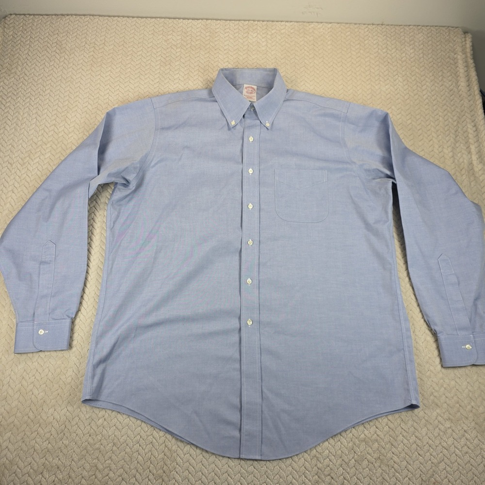 Brooks Brothers Mens 16.5 36 Traditional Fit Non-Iron Oxford Shirt Blue 2637